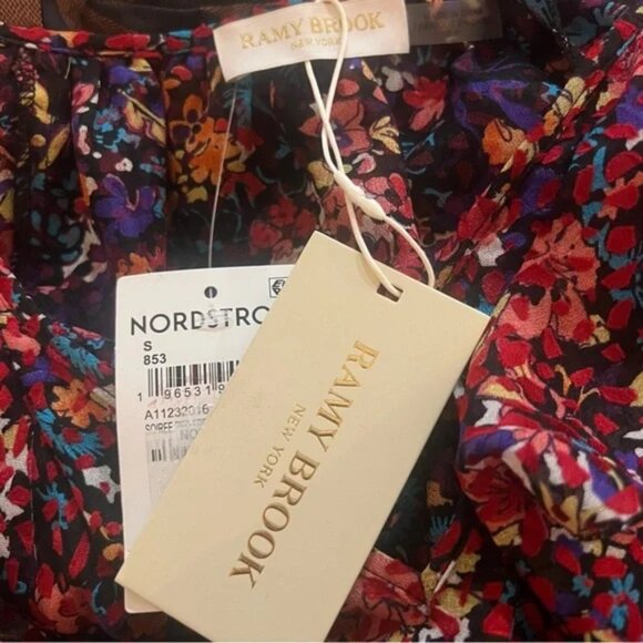 NWT Ramy Brook Women's Red Lana Floral Ruffled Top Size Medium - Picture 8 of 8